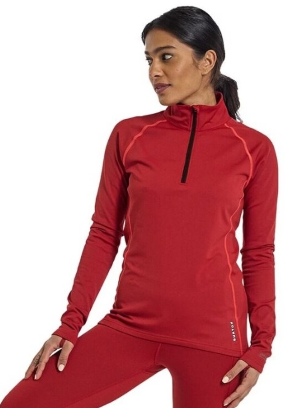 Burton Women's Red Thermal Heavyweight X Base Layer Quarter-Zip Top Gorpcore L